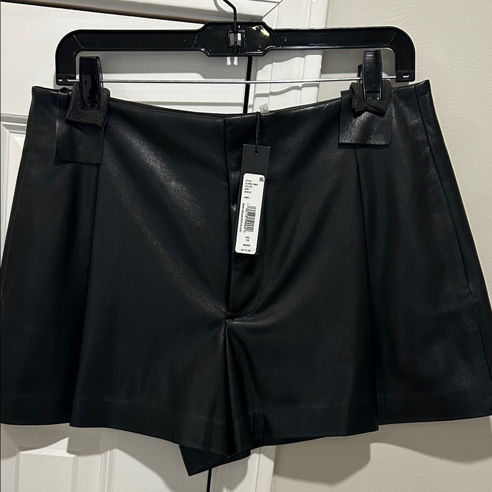 Alice + Olivia Black High Waist Leather Shorts